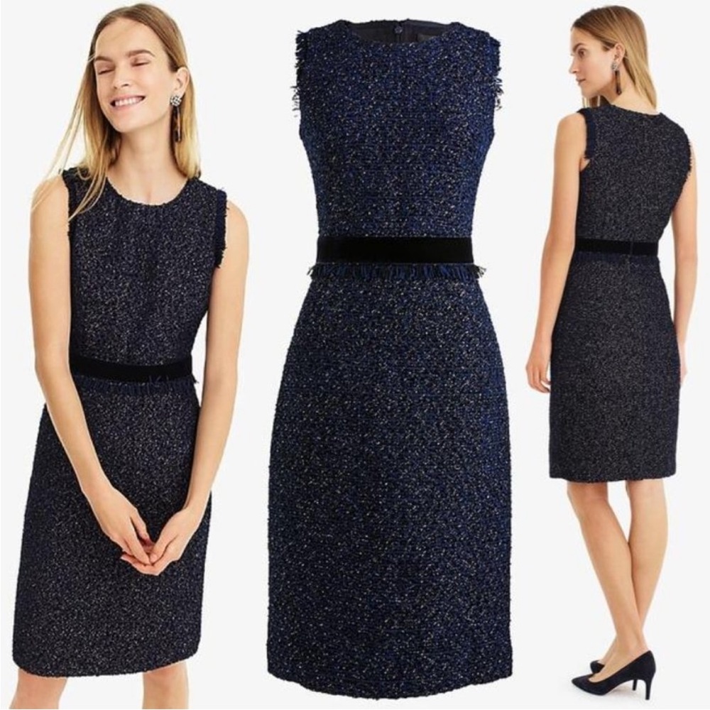 J.Crew Navy Sparkle Tweed Dress Size 4 - TIMELESS MODERN ELEGANCE